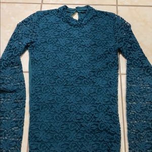Mockneck lace top